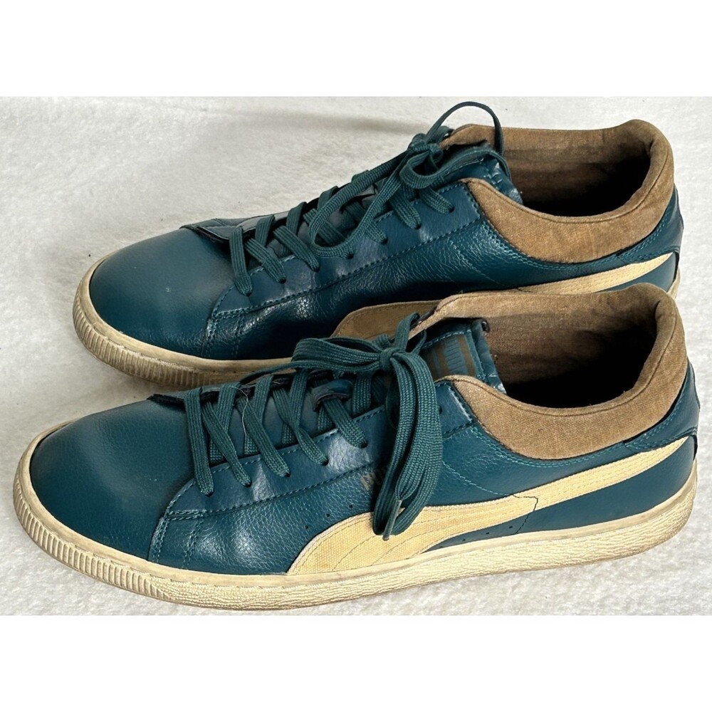 Vintage PUMA Rugged Steppers SneakerTeal Leather Hemp Ankle Collar 2013 Mens 11